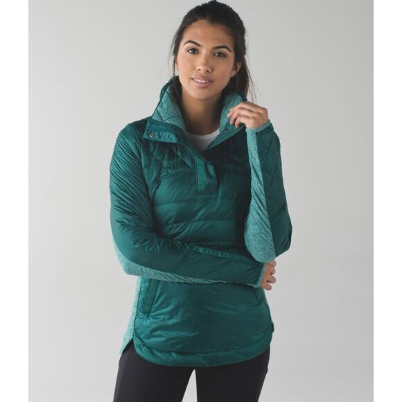Lululemon Down for Run Pullover Jacket Forage Teal Running Size 6 - Picture 2 of 13